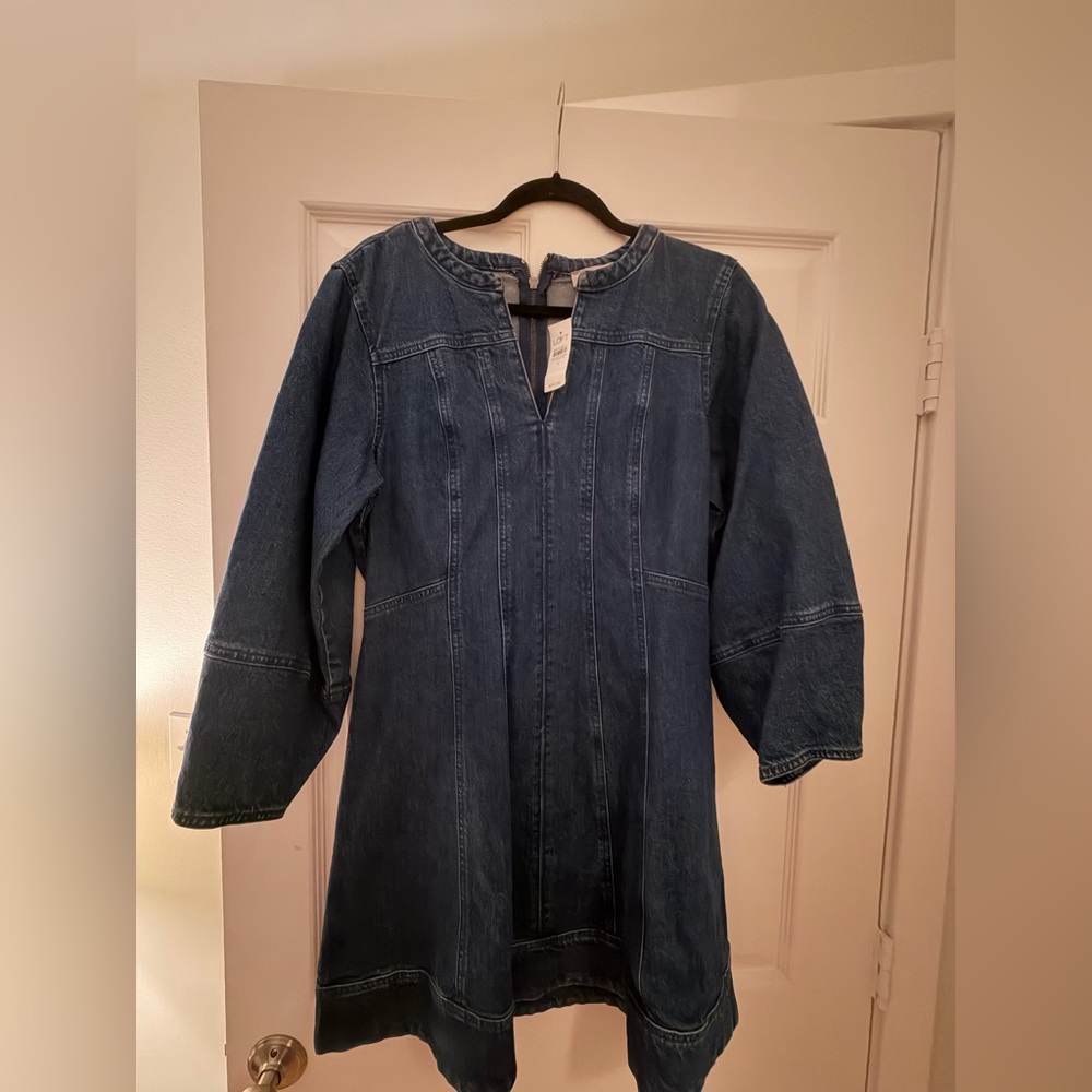 LOFT Blue Denim Zip-Up Dress